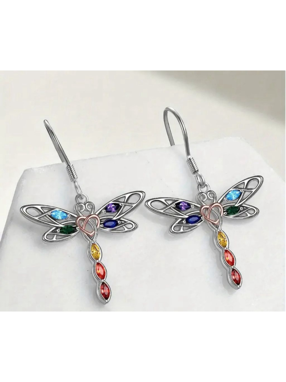 Dragonfly Earrings multiple color hook closure - Picture 4 of 5